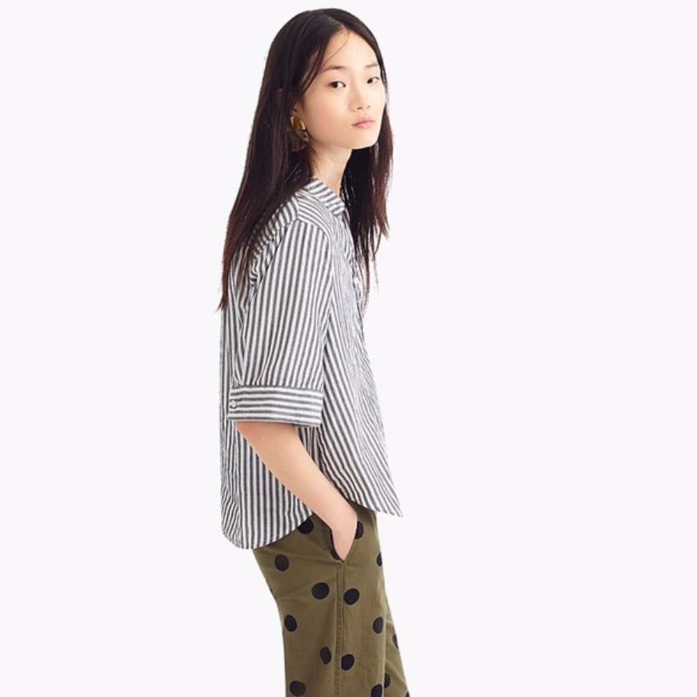 J. Crew Striped Boxy Button Down